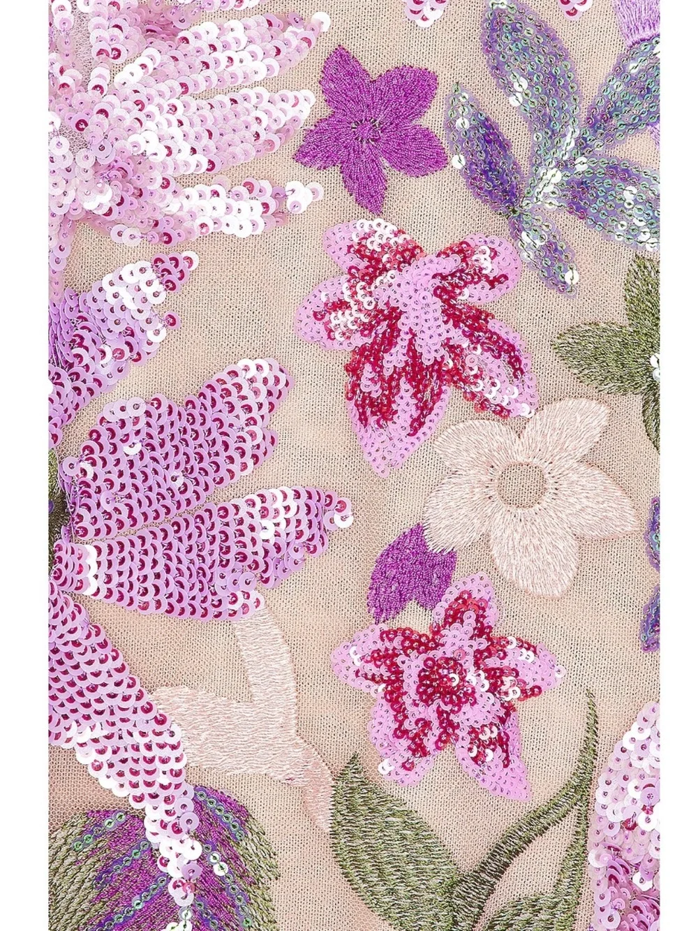 Bronx Banco Lavender Floral Embroidered Gown